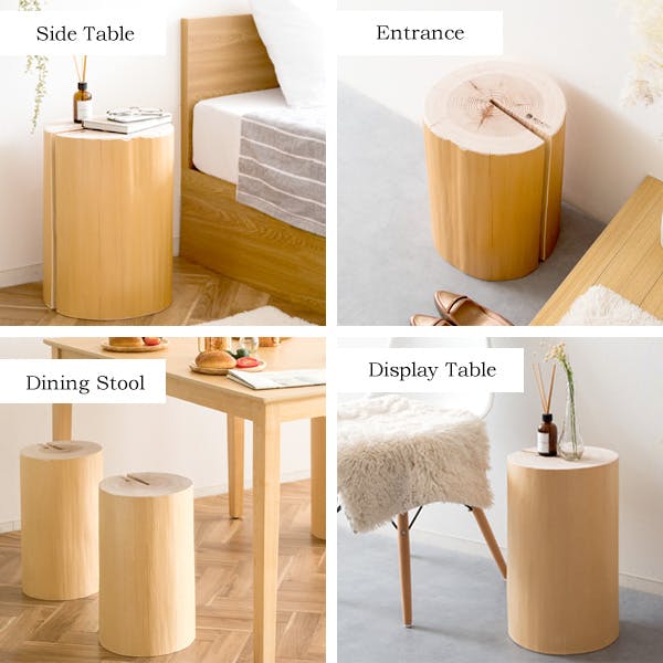 ヤムチャ 姫小松 天然木 丸太 椅子 スツール テーブル 高さ約51