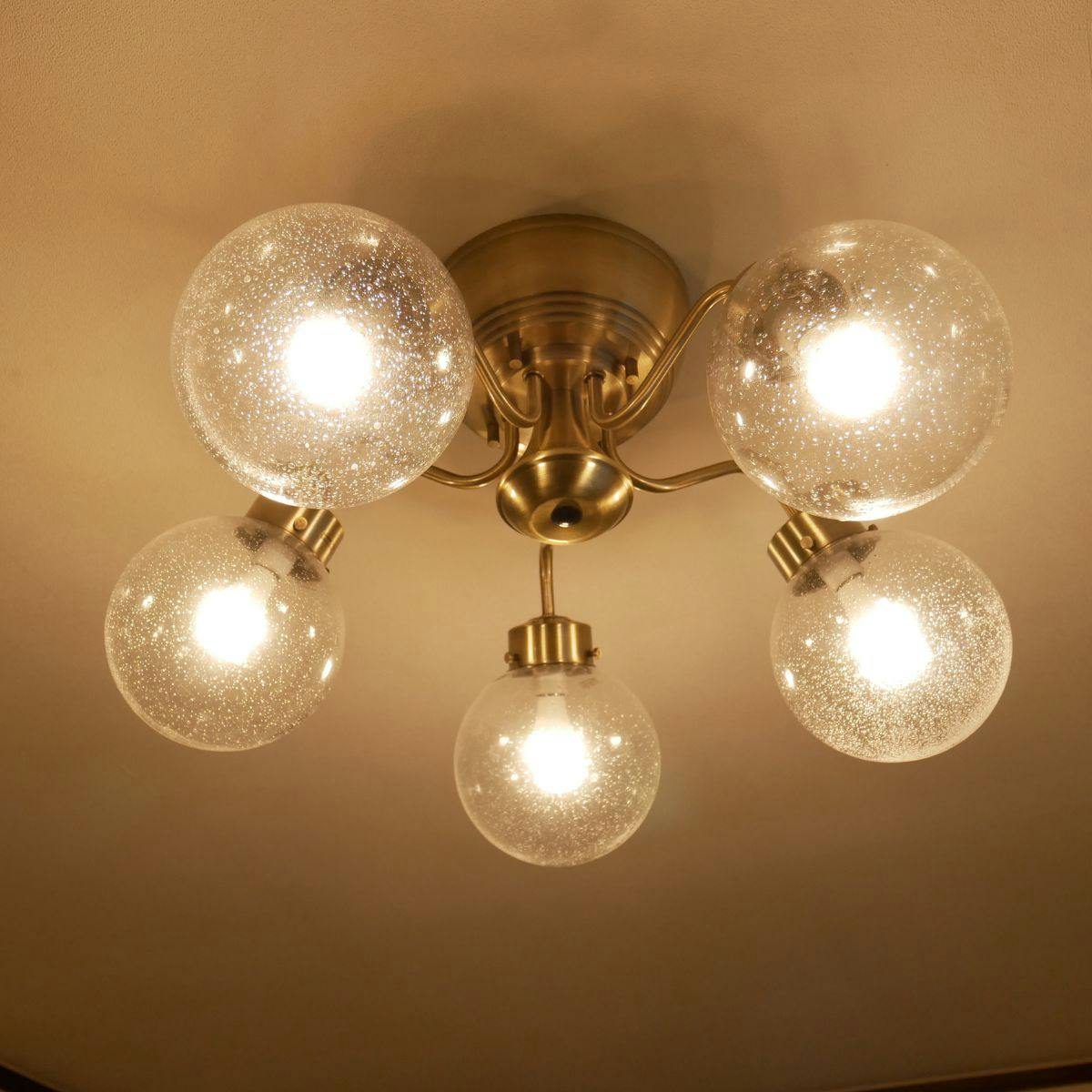 村上工作所 CAROL5 シャンデリア 5灯 ゴールド クリアバブル 電球なし