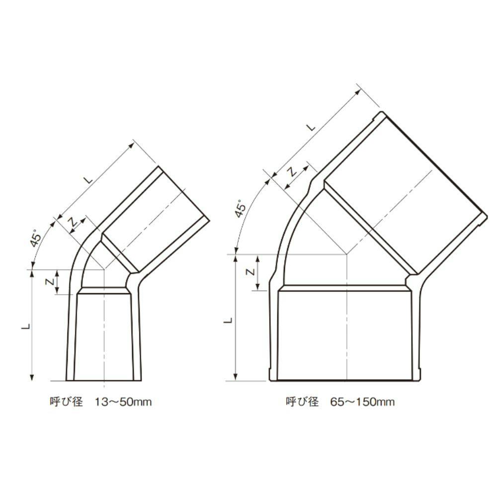 セキスイ PVC TS-45L 45°エルボ 65 配管部材 TS継手 00000316391【別送