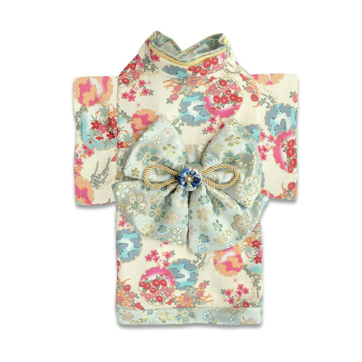 ONEKOSAMA OINUSAMA 振袖 着物風 ペットウェア アイボリー S 小型犬