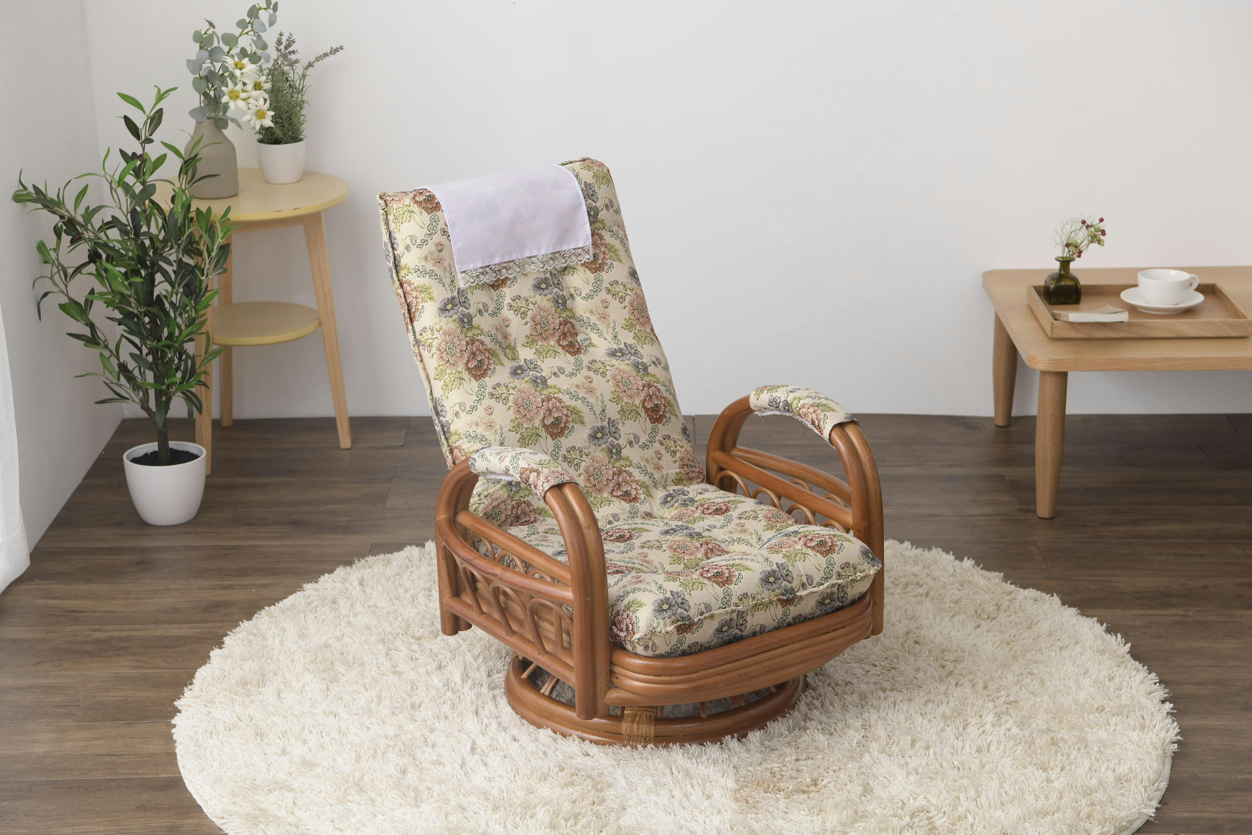 タック Vita 天然籐 リクライニング回転座椅子 ロー TAN-230L 天然籐を