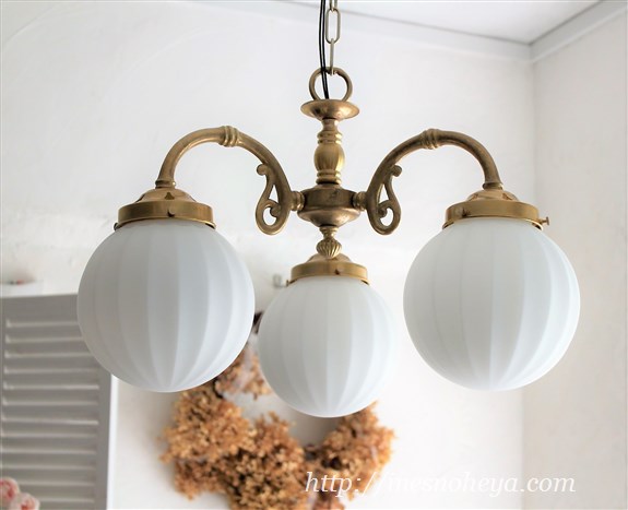 真鍮)シャンデリア 3灯 クラシックデザイン(handle) アンティーク風の