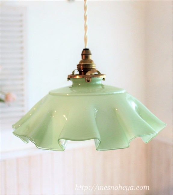 フランスアンティーク・オパリンガラス・ランプシェード （パステル