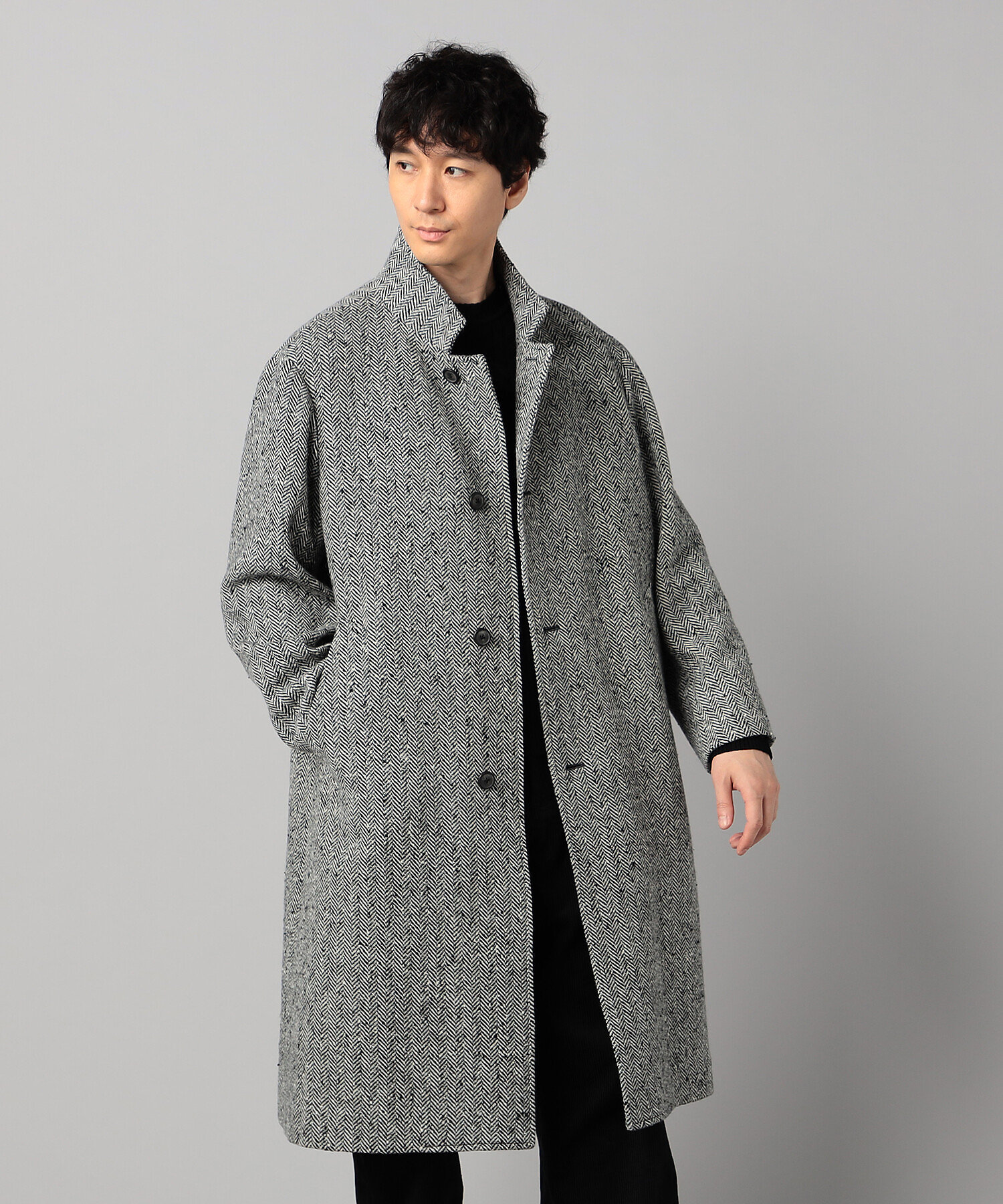 尾州産 ツィード スタンドチェスターコート（0771WM20