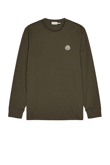Moncler Long Sleeve T-Shirt in Olive | FWRD
