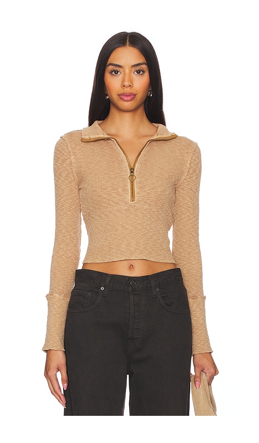 Free People x We The Free Midnight Half Zip Sweater in Tobacco