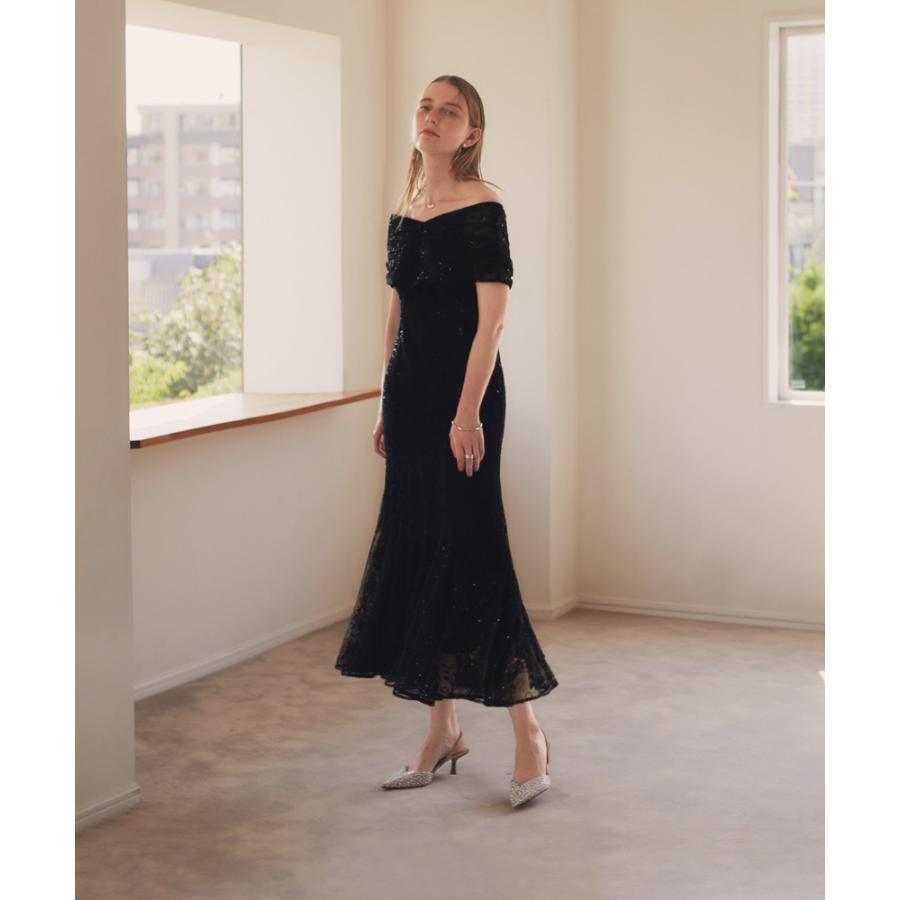 LEJA-2WAYレース花柄オフショルダースパンコールマーメイドフレア