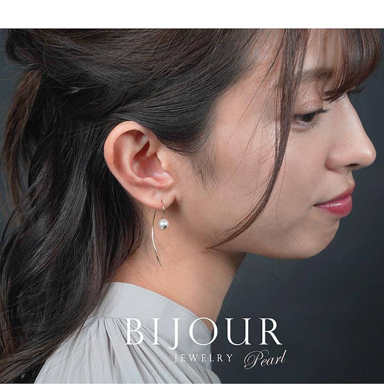 mi8k10ゴールドフープピアス アコヤ真珠付き K18 あこや真珠 フープ