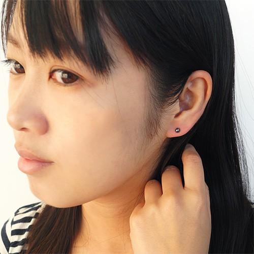 ピアス プラチナ ダイヤモンド ブラック ローズカット 0.25ct pt900