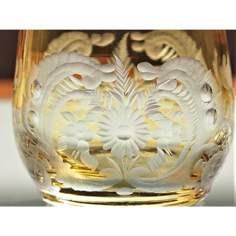 ボヘミアンガラスのカットガラス装飾グラス5個セット ボヘミアンガラス