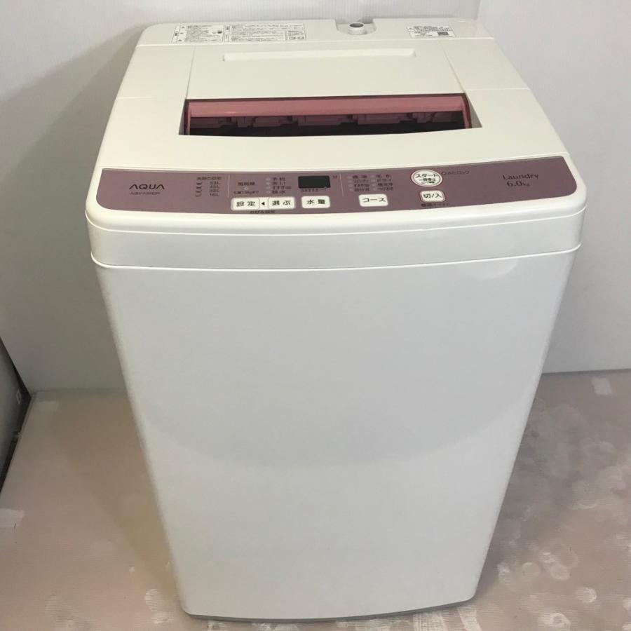 中古 6.0kg 全自動洗濯機 ハイアール（アクア） ピンクカラー AQW-KS6E