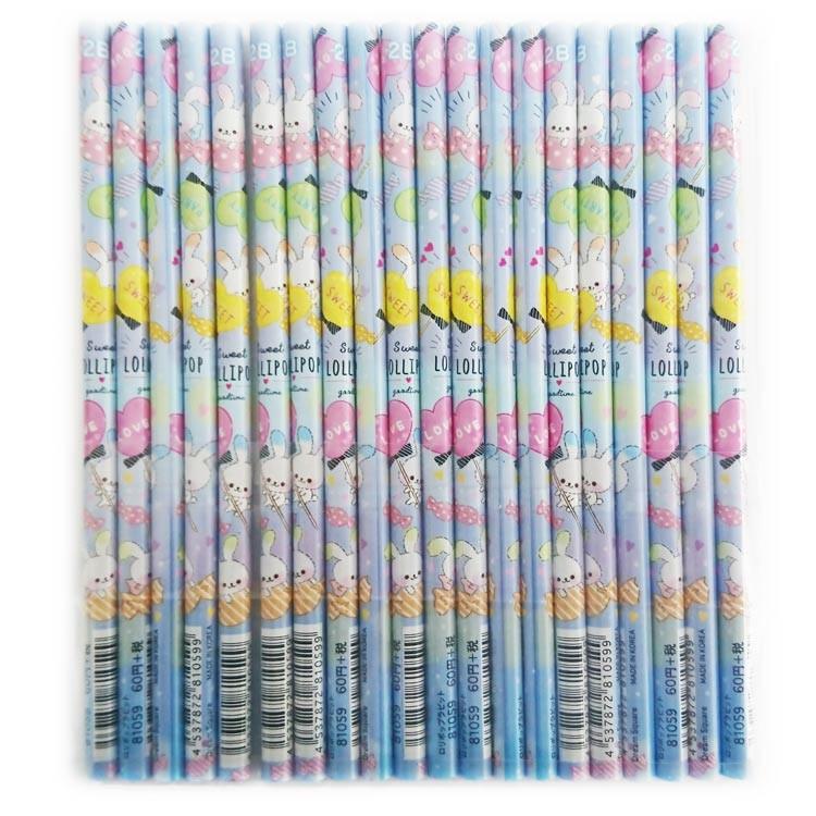 1Pack 20本入り ファンシー文具 オリジナル鉛筆2B ロリポップラビット