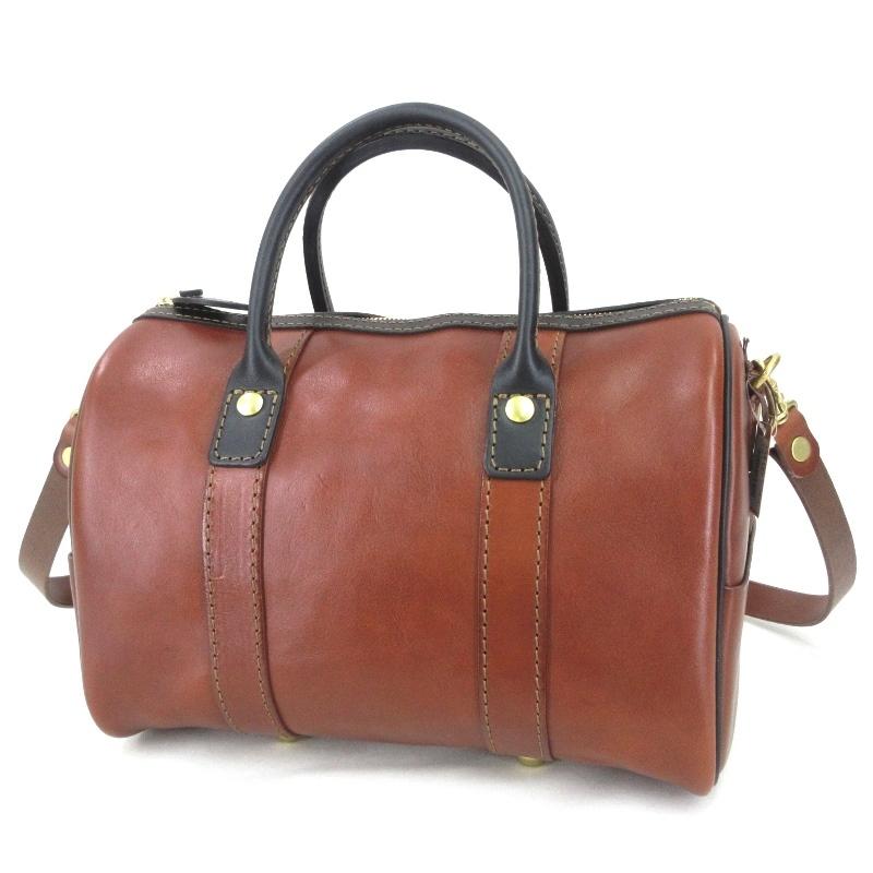 HERZファスナータイプボストンバッグキャメルSサイズ