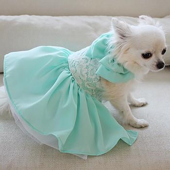 セレブなオーダーメイド犬服ミントブルードレス : オーダーメイド