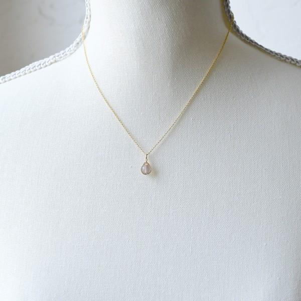 L'ange（ランジュ） ネックレス グレーオニキス 天然石 1粒 シンプル