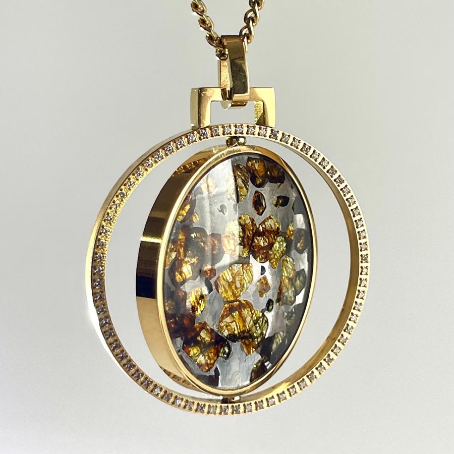 パラサイト隕石 セリコ隕石 回転式 ペンダント ネックレス レディース