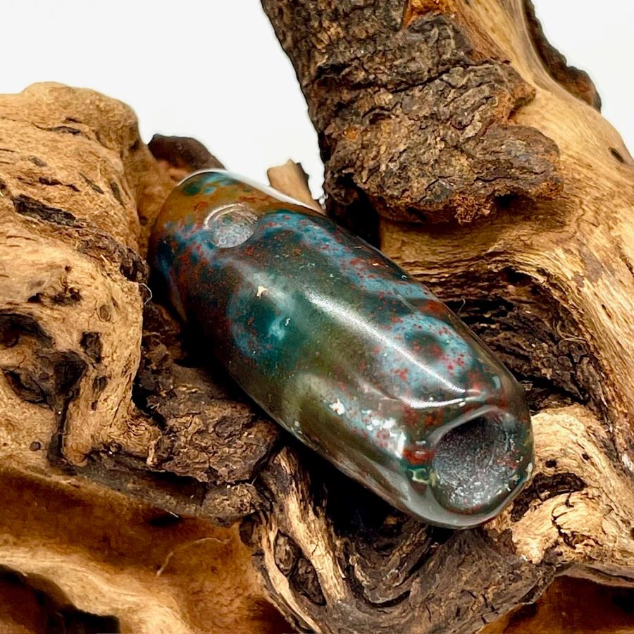 本物 九眼天珠 朱砂 s744 古代チベット護符 天眼石 老天珠 ジービーズ