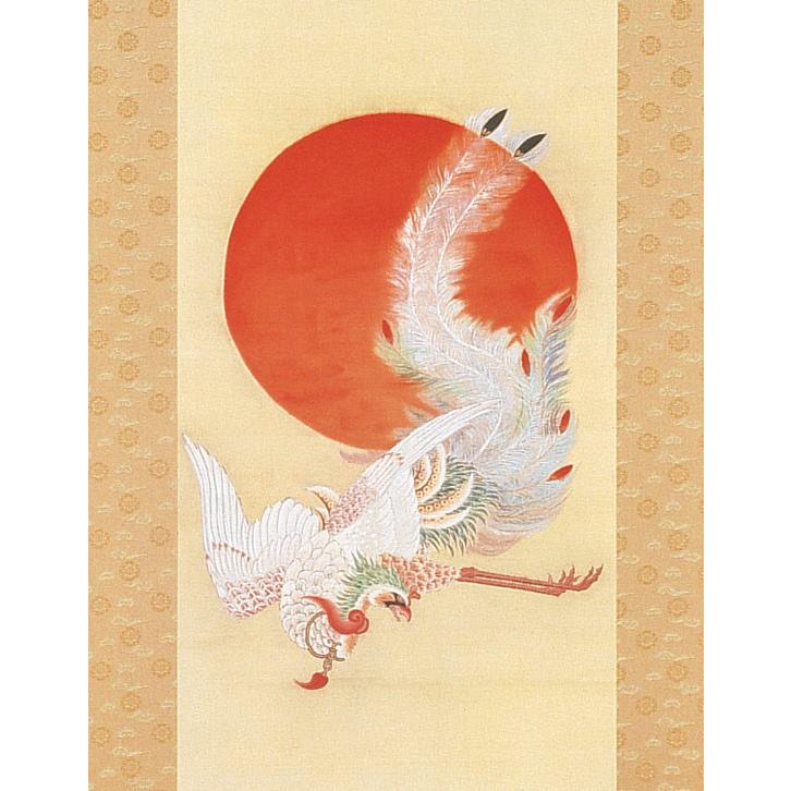 掛軸 平安 伊藤若冲作 工芸印刷 花鳥図 時代箱付 M 4649A 掛軸 平安