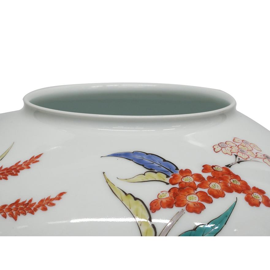 酒井田正（ 14代 酒井田柿右衛門 ）「錦 秋草文 壺」 花器 花瓶 共箱