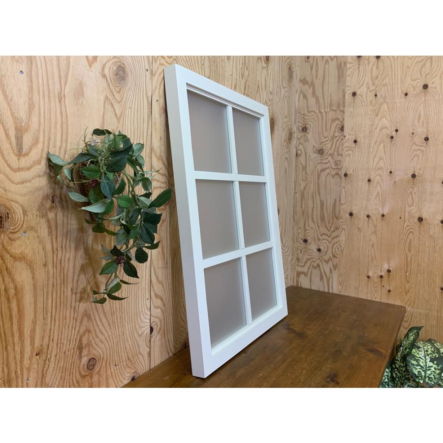 フィックス窓 すりガラス アンティークホワイト 50×3.5×70cm 両面桟