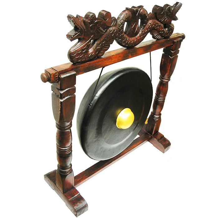 ゴング 銅鑼 どら ドラ 大 H.90cm 打楽器 民族楽器 竜の彫刻 アジアン