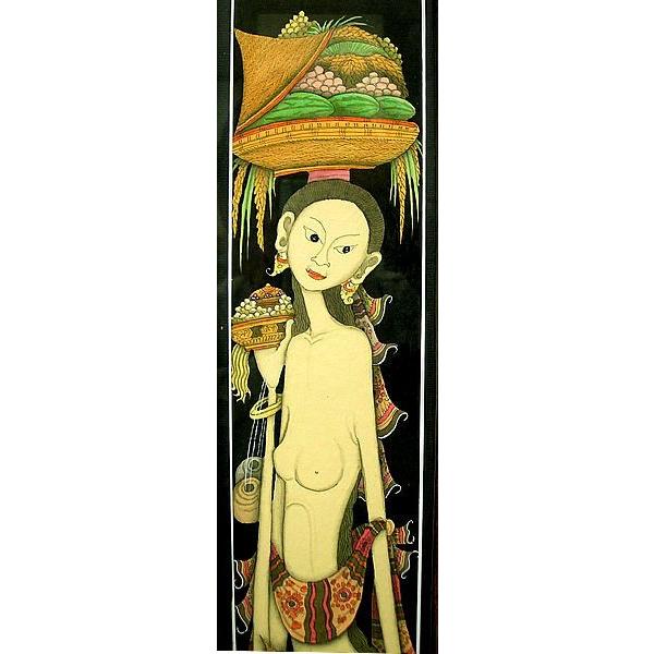 バリアート絵画 ロングサイズ 足長バリ人G 縦約84cmx横23.5cm