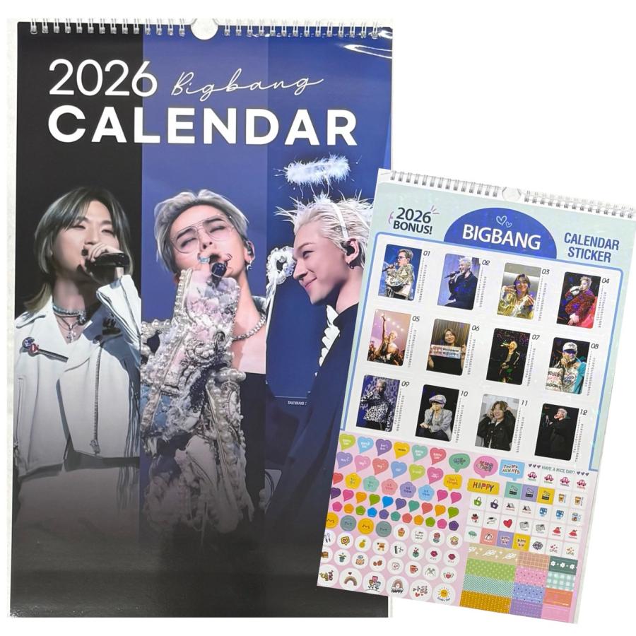 BIGBANG ビッグバン 2026 壁掛け カレンダー ステッカー付 韓流 グッズ