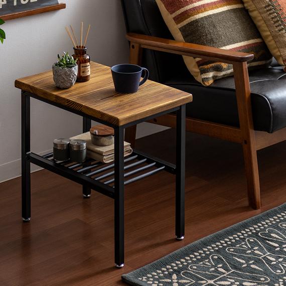 ニコアンド サイドテーブル ナイトテーブル アイアン 木製