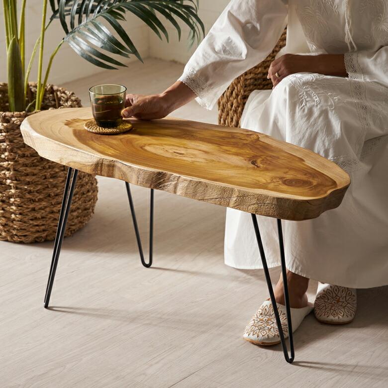 ローテーブル おしゃれ 木製 切り株テーブル テーブル ロー チーク材