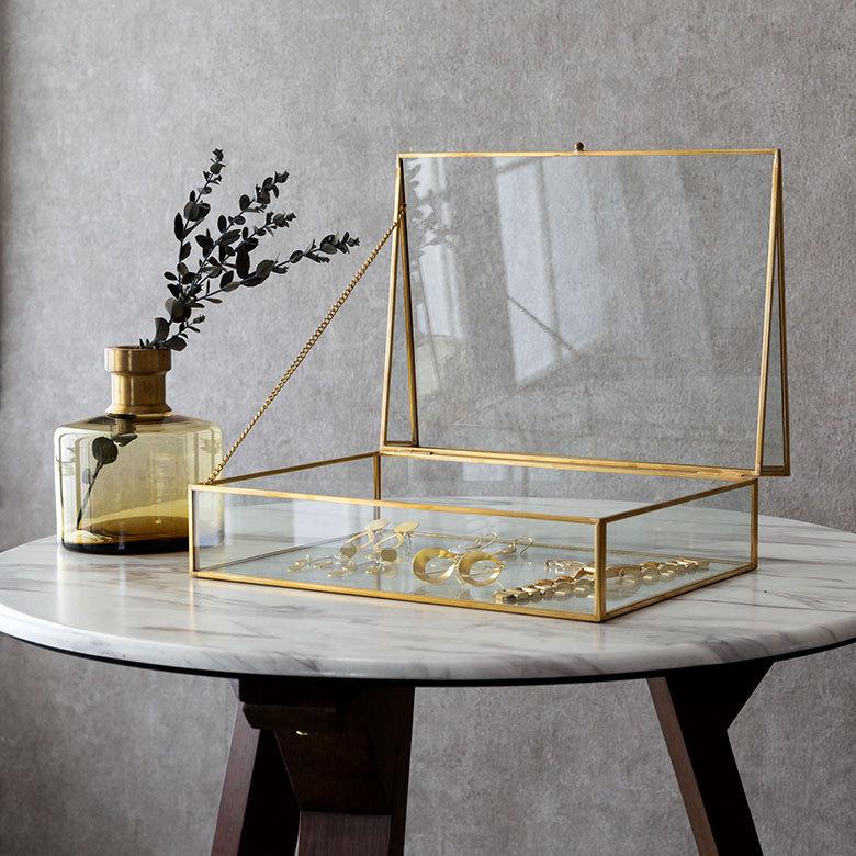 ガラス 真鍮 ジュエリーボックス 63210 : アジア工房 - 通販 - Yahoo