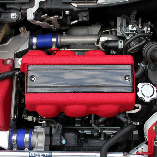 バックヤードスペシャル エンジンカバー Ver.R 綾織りカーボン＆レッド