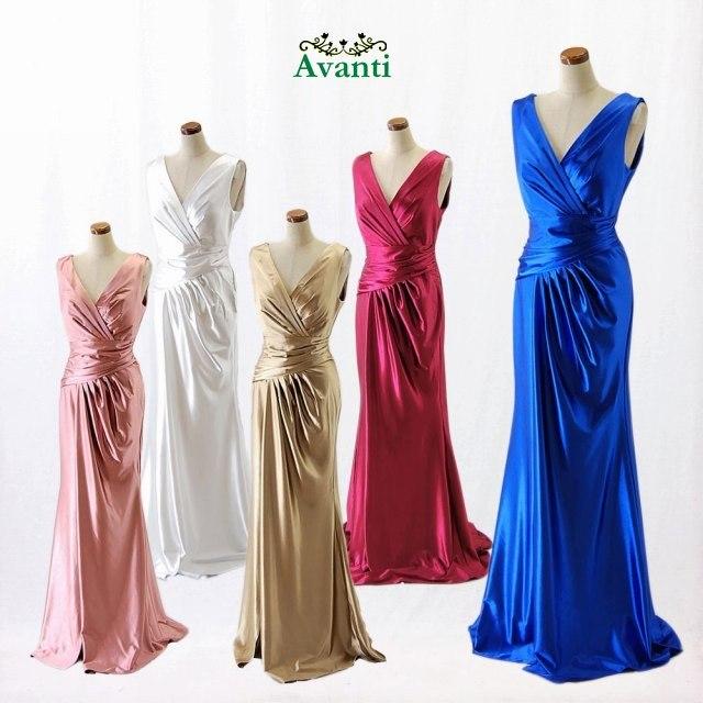 ロングドレス 演奏会 結婚式 パーティー ストレッチ サテン 演奏会用