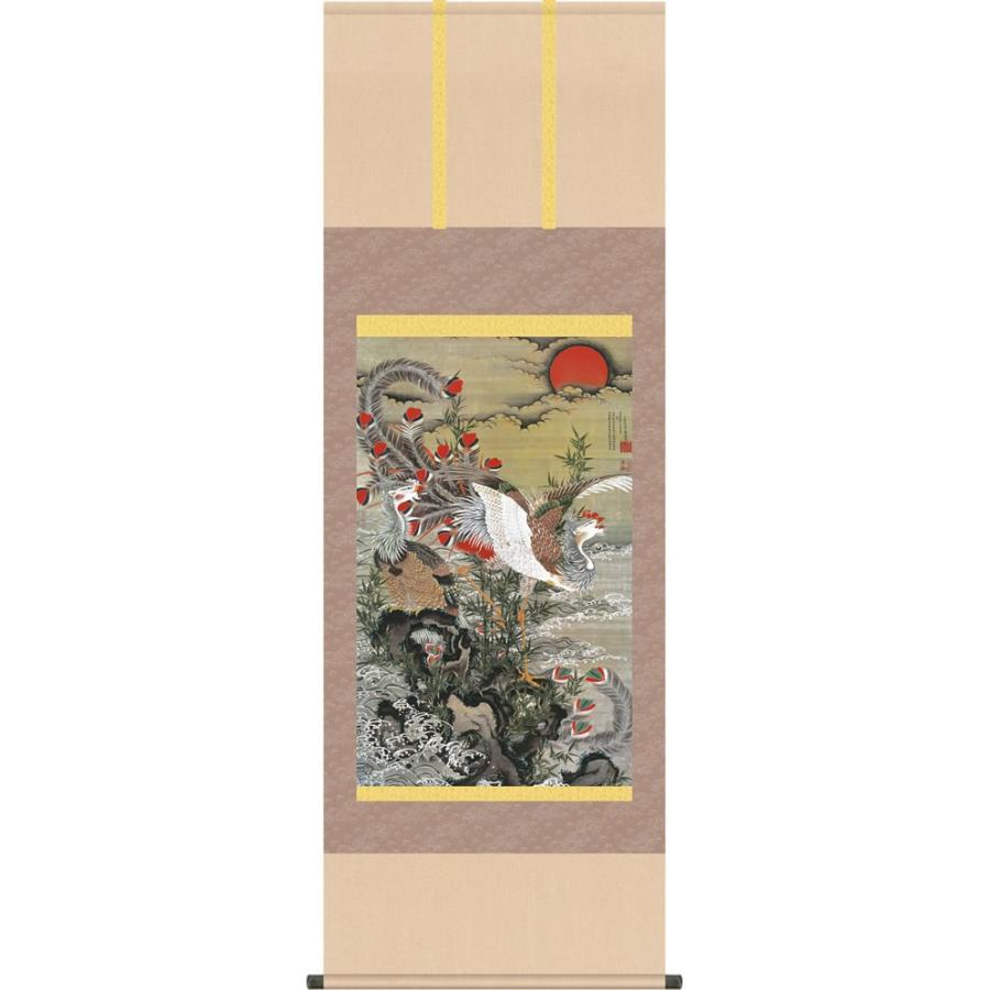 掛け軸 掛軸 伊藤若冲（いとうじゃくちゅう）・旭日鳳凰図（きょくじつ