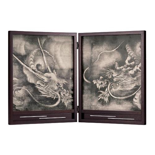 雲龍図 -阿吽- 屏風と色紙2枚組セット /海北友松 筆 : 京都からの逸品
