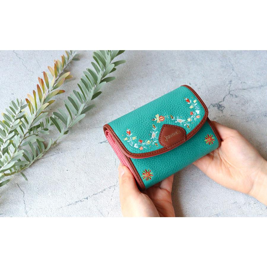 Jocomomola（ホコモモラ） 二つ折り財布 刺繍 鳥 ペタロ 5380171