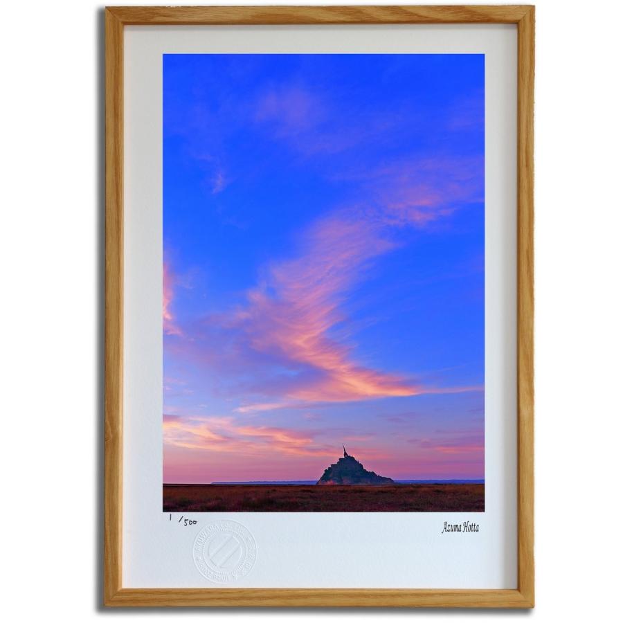 版画 絵画 夕焼けのモンサンミッシェル002 パリ 堀田東 壁掛け 壁飾り