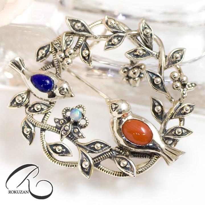 アンティークターコイズと山サンゴのお守りペンダントトップブローチにも