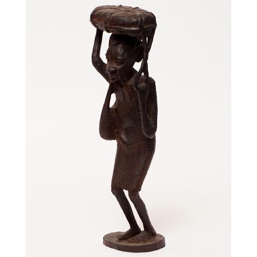 アフリカ タンザニア 黒檀彫刻 (老人) A 木彫り マコンデ