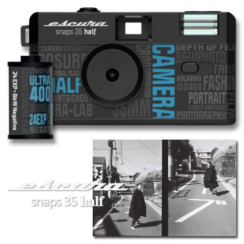 ESCURA snaps 35 HALF ハーフサイズカメラ 35mm 白黒フィルム 付属