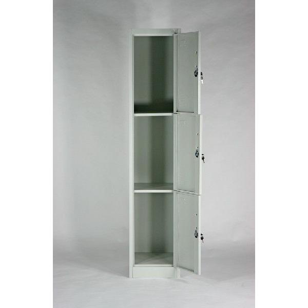 ロッカー おしゃれ スチールロッカー 3人用 グレー 鍵付き スリム 1列3