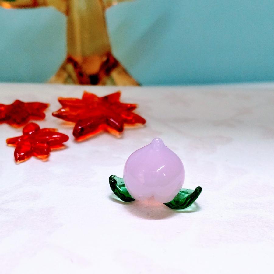 ガラス細工 桃 (S) ミニチュア 置物 雑貨 小物 ディスプレイ もも