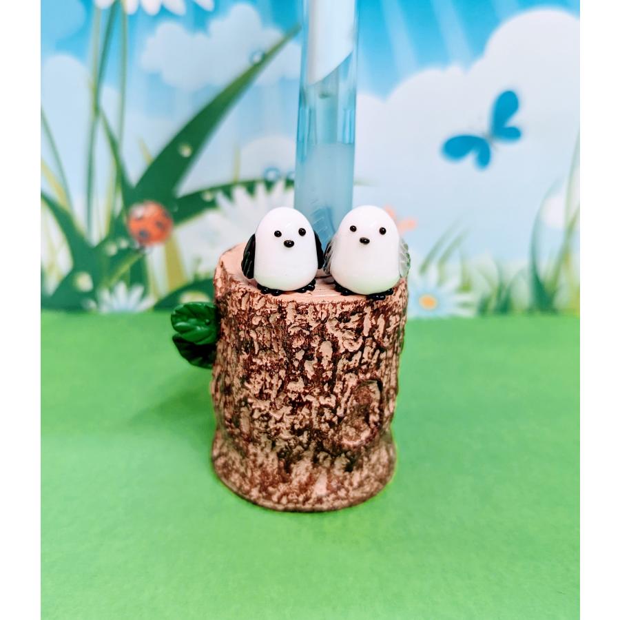 ガラス細工 シマエナガ小物入れ ミニチュア 雑貨 置物 小物 鳥 北海道