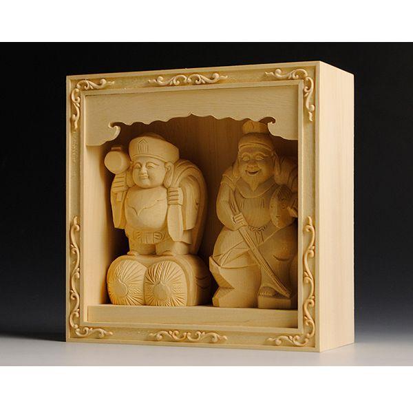 癒される桧の香り【七福神：恵比寿・大黒天】縁起物 送料無料 : 仏壇