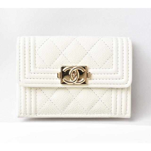 キャビアスキン シャネル 財布/三つ折 CHANEL ミニ財布 ボーイシャネル