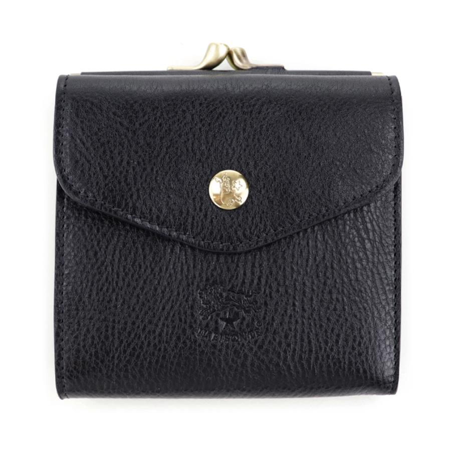 IL BISONTE（イルビゾンテ） 財布 二つ折り がま口 レザー 本革 ネロ