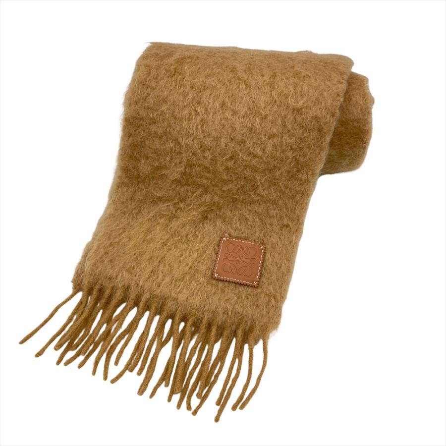 LOEWE（ロエベ） マフラー ウール モヘヤ ナイロン 200cm ブラウン