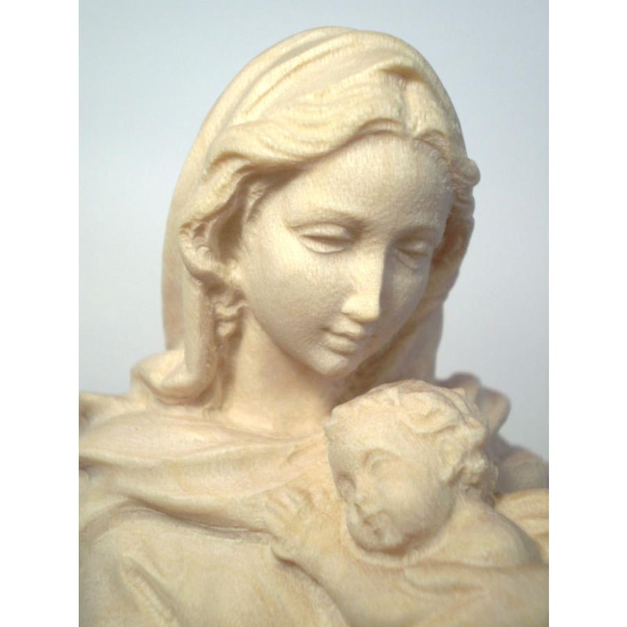 創業100年《レーピ》木彫り 聖母マリア像 20cm「ルネサンス」聖母子像