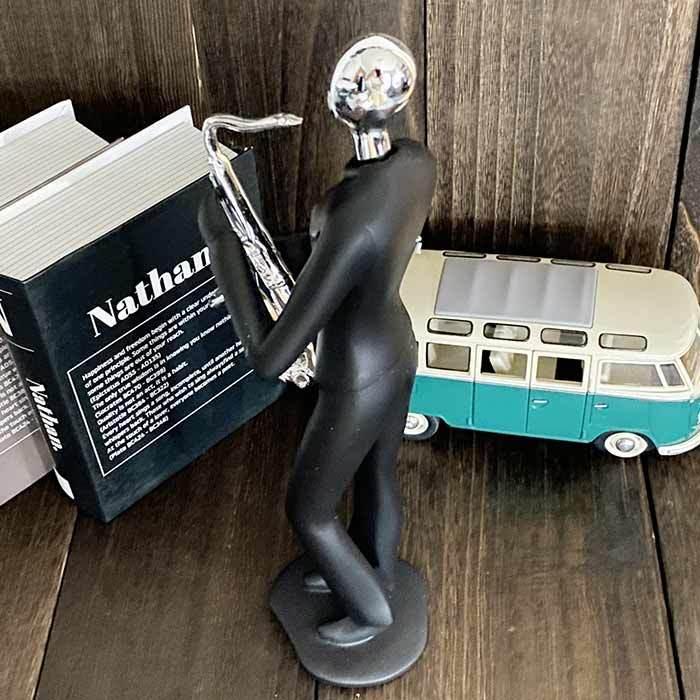 希少】 大型 ジャズマン ウッドベース フィギュア オブジェ 置物