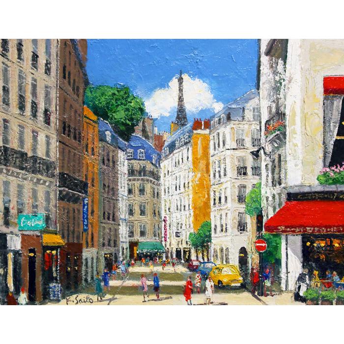 フランス パリ 街並みの油彩画 大きなサイズ 絵画 風景画(街並み
