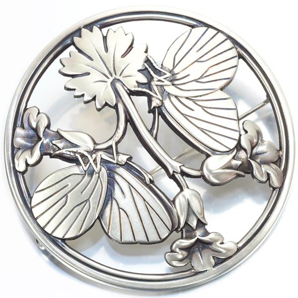 美品大振りジョージジェンセン 283 ブローチ 蝶と花 アーノマリノウスキー